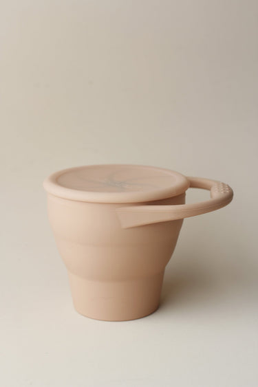 littleCHEW Foldable Silicone Snack Cup, Dusty Coral